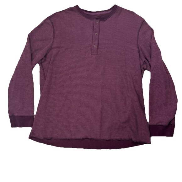 Untuckit Mens L Purple Crew Neck Henley Long Sleeve Modal Blend Shirt - Picture 1 of 6